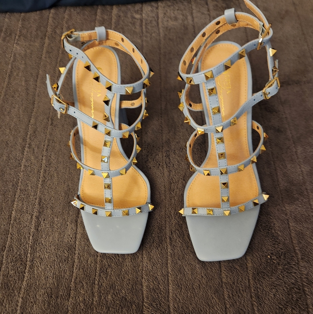 Studded Light Blue Strappy Sandals *New*